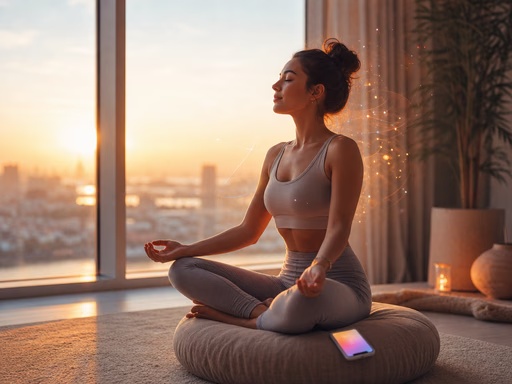 Aura Health case study artwork showing a meditation scene