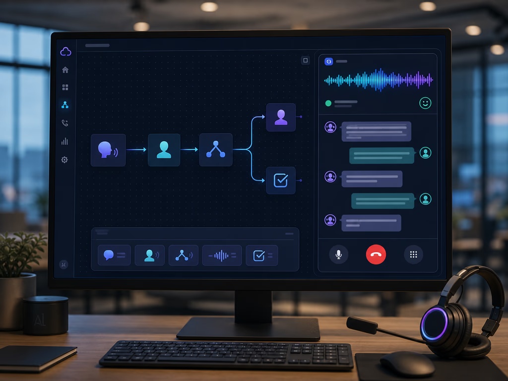 Lane.One case study artwork showing a voice AI workflow